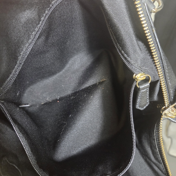 Coach Black Leather Tote Bag Zipper Closure Gold Accents Leather Coach Tag - Picture 13 of 13